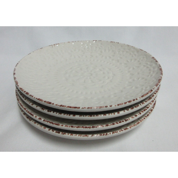 Pfaltzgraff Chateau Round Brown Rim 6" Embossed Ceramic Plates Set of 4 - Picture 2 of 6